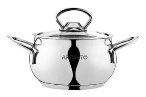 Кастрюля Ardesto BLACK MARS, стеклянная крышка, 1.1 л, нержавеющая сталь (AR0706S)