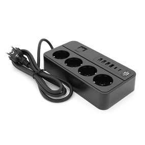 Сетевой фильтр с защитой от перенапряжения G13, 3000W, 4 Socket + 4 USB 3,2А + 2 Type-C, 2м, Black, Box