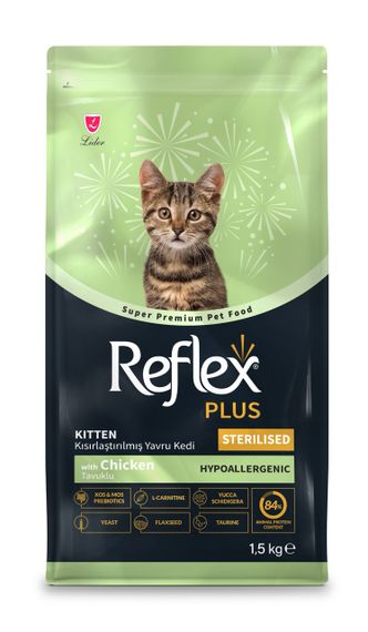 Сухой корм с курицей для стерилизованных котят Reflex Plus Kitten Sterilized, 1.5 кг