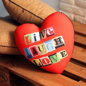 Подушка сердце XXL Live laugh love 57x57 см (6PS_15L037)