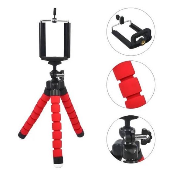 Штатив тринога гнучка скріпленням для фотоапарата selfie flexi pod Червоний