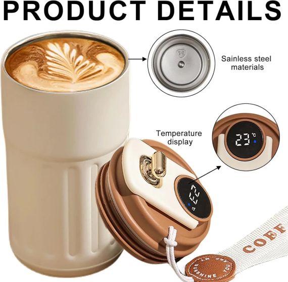 Вакуумна кавова кружка з нержавіючої сталі, 450 мл Stainless Steel Vaccume Coffee Mug | Зображення 1