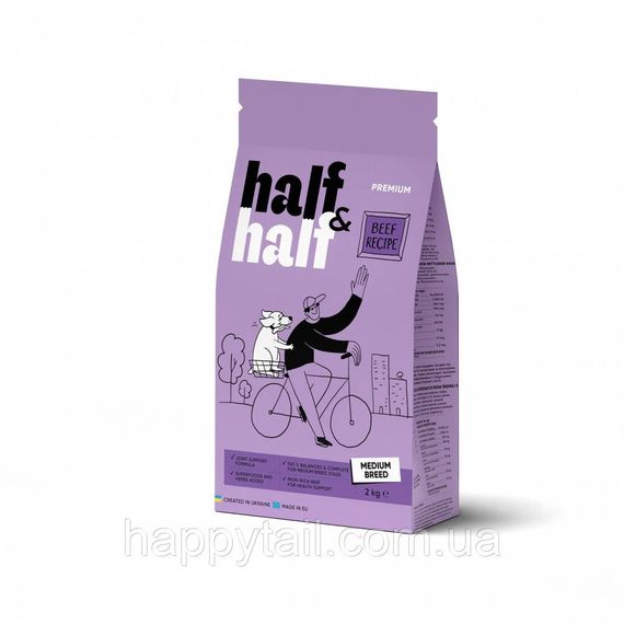 Сухой корм Half&Half с говядиной для собак средних пород 2 кг