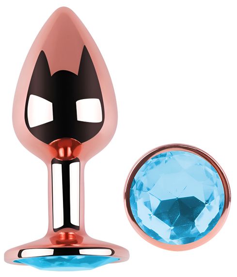 Анальная пробка с кристаллом EGZO - Rose Gold Round Plug Aqua size S sexstyle | Зображення 1
