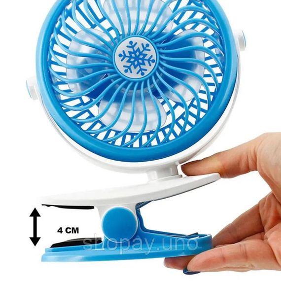 Вентилятор Мини USB с прищепкой Mini fan LY-582 • Портативный настольный вентилятор с аккумулятором и креплением | Зображення 3