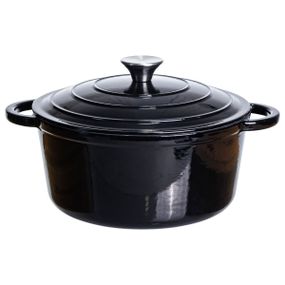 Каструля чавунна емальована 5 л, чорний Yiwu HP-FLG-2 BLACK