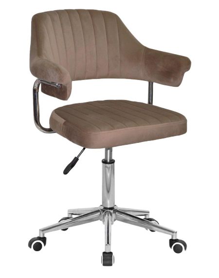 Кресло Jeff Modern Office велюр кофейный B-1042, на хромированной ножке-крестовине модерн c колесами | Зображення 7