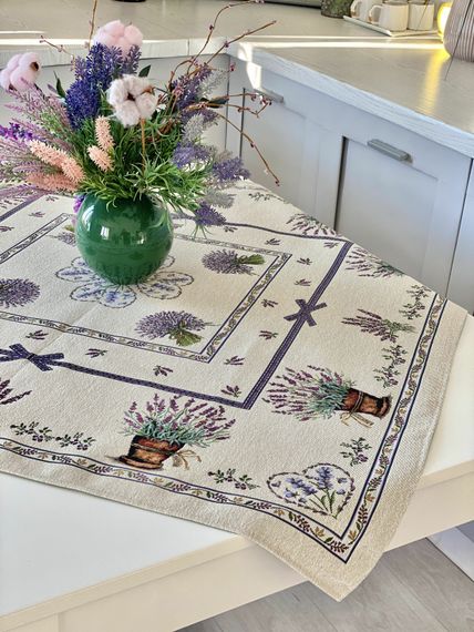 Скатертина гобеленова LILAC Limaso, 93x93, Квадратна, Повсякденний, Без люрексу, 60% поліестер, 24% бавовна, 16% акрил, Гобелен | Зображення 3