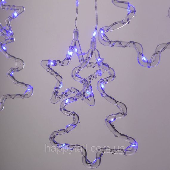 Гірлянда штора світлодіодна GarlandoPro зірка та ялинка 120LED 3х0,9 м 8 режимів 1733069ML Синій | Зображення 1