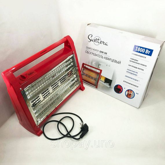 Кварцовий обігрівач Suntera QHW‑106 — 1800W, інфрачервоний, 2 режими, термостат, вентилятор, зволожувач, червоний | Зображення 1