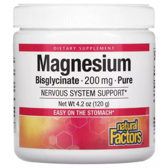 Микроэлемент Магний Natural Factors Magnesium Bisglycinate 200 mg 120 g /50 servings/ Pure