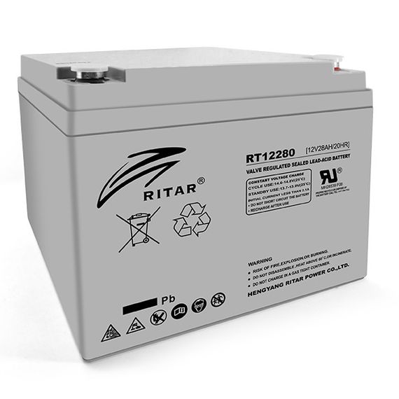 Акумуляторна батарея AGM RITAR RT12280 M5, Gray Case, 12V 28Ah (166х178х125)