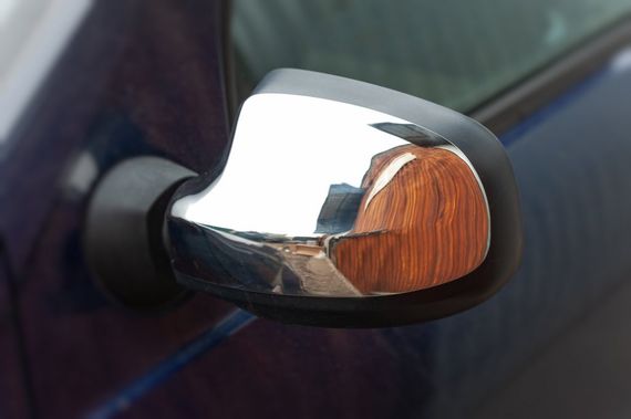 Накладки на зеркала верхняя часть (2 шт, нерж) для Renault Sandero 2007-2013 гг | Зображення 2