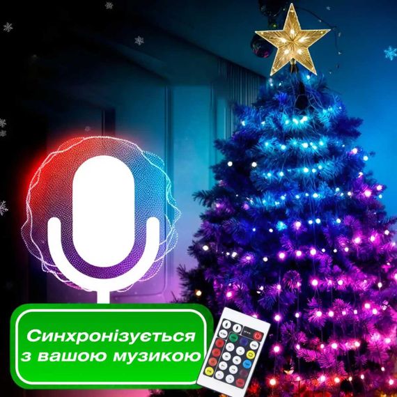 Умная гирлянда Smart 200 LED длина 2 м с управлением со смартфона прозрачная, мультиколор 1733042W | Зображення 3
