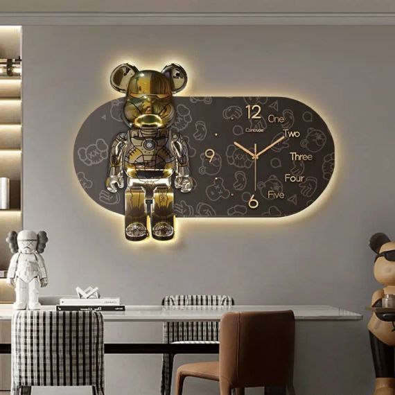 Годинники настінні овальні "Ведмедик" з LED підсвічуванням (NCH-40-60) | Зображення 4