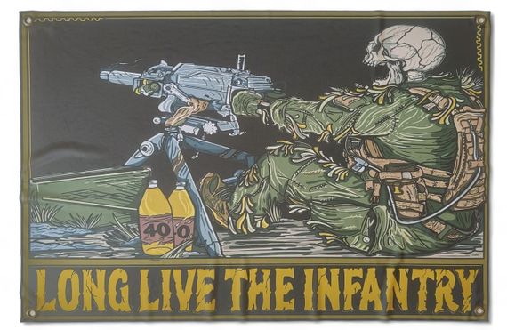 Баннер пулеметчик "Long Live The Infantry" 600х900 мм