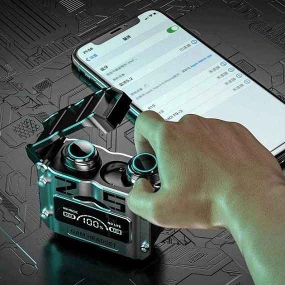 Навушники бездротові TWS M25 з Павер Банком 2000 mah Кейс Silver навушники Black (16069-hbr) | Зображення 2