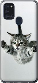 Чехол на Samsung Galaxy A21s A217F Летящий котёнок из пластика FCh_085295