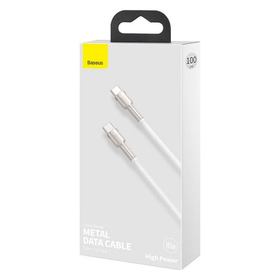 Дата кабель USB-C to USB-C 1.0m 100W metal white Baseus (CATJK-C02) | Зображення 4