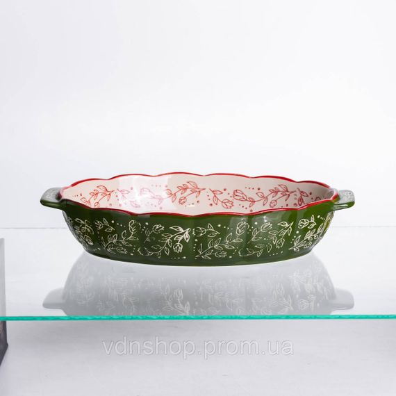 Форма для запікання Vintage 30×18×5 (см) овальна форма для випікання в духовці з ручками Зелена HM05-02 | Зображення 2