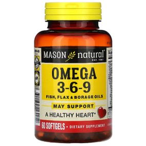 Омега 3-6-9 Mason Natural Omega 3-6-9 1200 mg Fish, Flax & Borage Oils 60 Caps