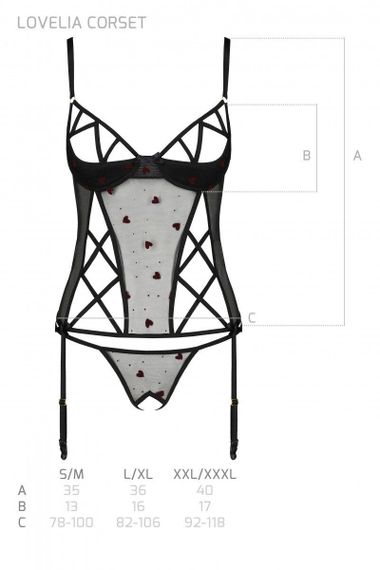 Корсет с подвязками, стринги Passion LOVELIA CORSET S/M, black sexstyle | Зображення 12
