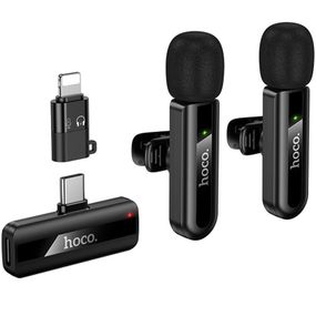 Петличний бездротовий мікрофон Hoco L20A Mini Voice (Lightning/Type-C) 60 mAh Black