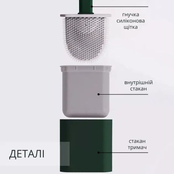 Єршик для унітазу з силіконовою гнучкою щіткою | Зображення 3