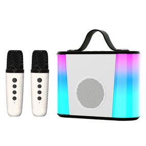 Бездротова Блютуз Караоке Система на Два Мікрофони V6 + Переносна Портативна Колонка з Функцією Зміни Голосу Біла
