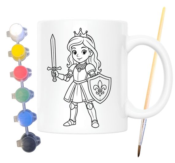 Набор для творчества кружка раскраска Принцесса Рыцарь 330 мл белая (КР0129) | Зображення 1