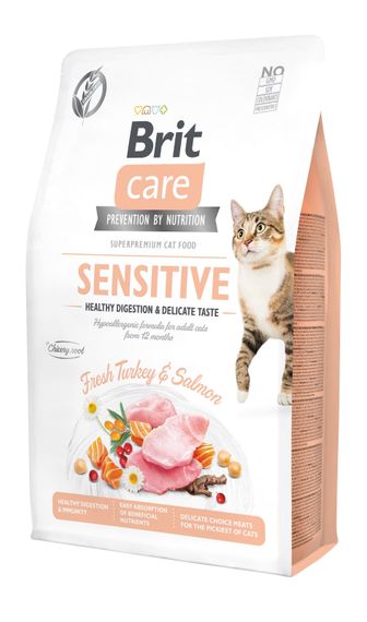 Корм Brit Care Cat Grain Free Sensitive Healthy Digestion & Delicate Taste сухой беззерновой для привиредливых котов с чувствительным пищеварением 2 кг