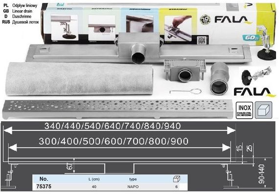 Трап для душу NAPO 40х7х5,2 см FALA-75375