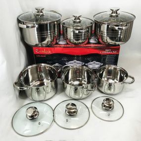 Набор кастрюль UNIQUE UN-5035 из нержавеющей стали с толстым дном в 5 слоев с крышками, 12 предметов