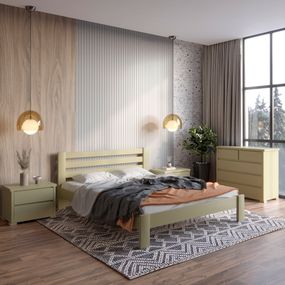 Двоспальне дерев'яне ліжко Mebigrand Колумбія Оливковий (RAL1020) 180х190 см (MBG-3339)