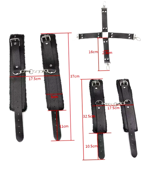 Набор БДСМ  «Love caresses» цвет черный, наручники, оковы, коннектор sexstyle | Зображення 1