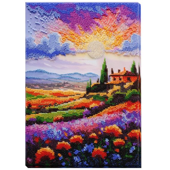 Набор для вышивания бисером "Вечереет над лугом" AB-938 на натуральном холсте