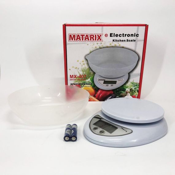 Кухонные электронные весы с чашей до 5 кг Matarix MX-407, Компактные электронные кухонные весы | Зображення 3