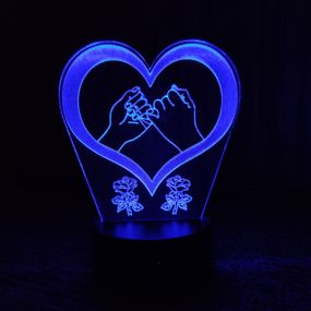 Акриловый светильник-ночник Любовь Сердце 3 синий tty-n000386