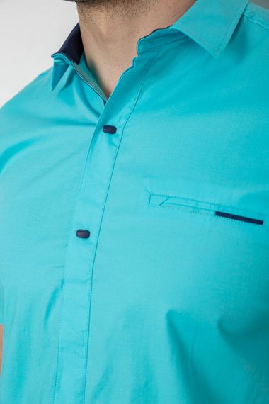 Рубашка мужская однотонная  -уценка, цвет бирюзовый, 214R7118-U-3 | Зображення 4