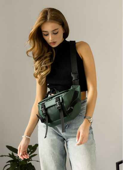 Большая женская поясная сумка бананка Sambag DynamicDart зеленая 38×21×7 см (80411007)