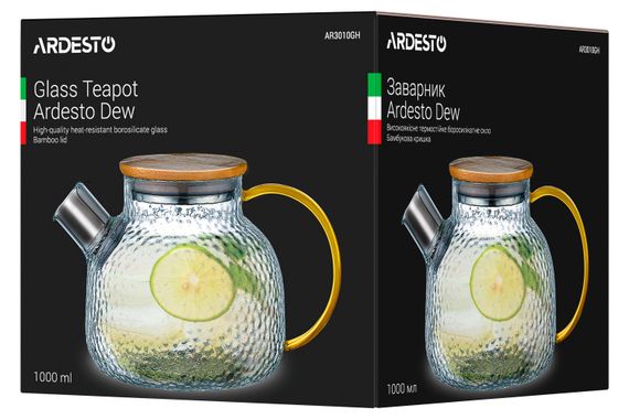 Заварник ARDESTODew, 1000 мл, боросилікатне скло, бамбук (AR3010GH) | Зображення 4