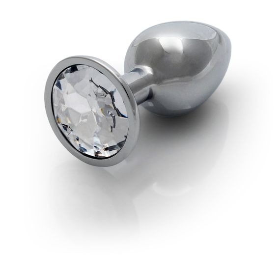 Металева анальна пробка Round Gem, розмір S, сріблясто-білий колір Ouch! (Нідерланди) Sex Aura