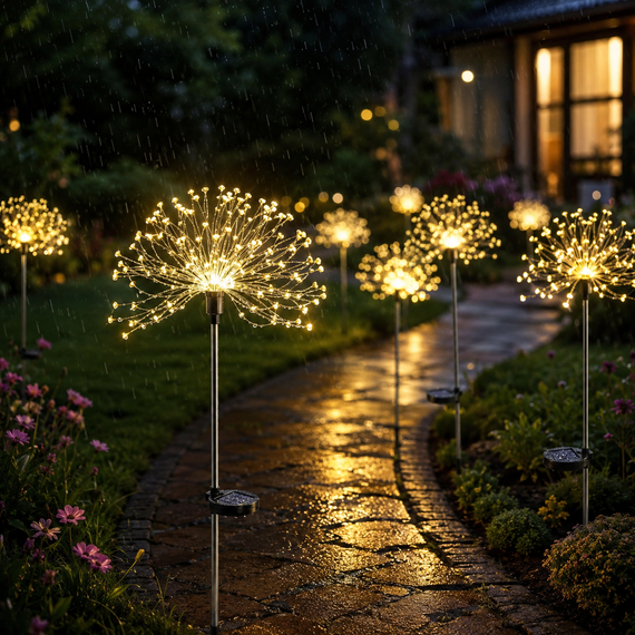 Садовый светильник на солнечной батарее Одуванчик, 120 LED, Желтый / Уличный фонарь газонный / Декоративный светильник для сада | Зображення 6