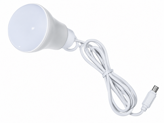 Портативна світлодіодна USB лампочка від повербанка світильник USB LED Лампа 5 Ват з кабелем 0.9 м Білий | Зображення 2