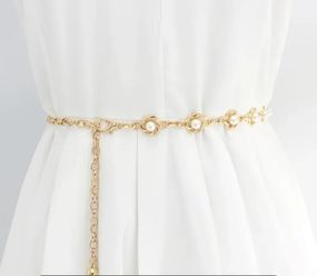 Пояс ланцюжок перлини gold