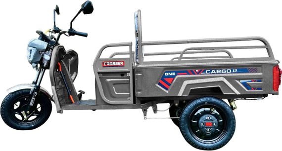Електротрицикл Crosser CARGO 12 1000-1500W 60 V 32 Ah, самоскид, вантажний електроскутер до 300 кг Сірий | Зображення 2