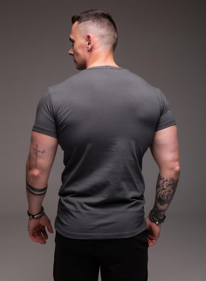 Мужская приталенная футболка классическая RA2257 размер L, цвет темно-серый | Зображення 4