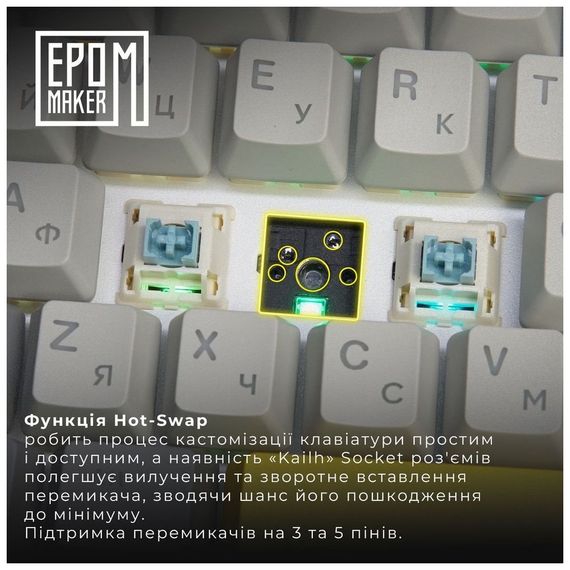 Клавіатура Epomaker EK68 65 Budgerigar V2 Switch Hot-Swap RGB Wireless/Bluetooth/USB UA Black (EK68-B-BV2) | Зображення 6
