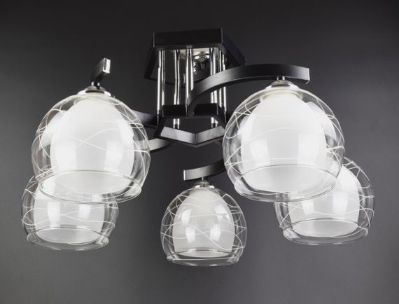 Люстра стельова на 5 лампочок 25219 Чорний 30х53х53 см.