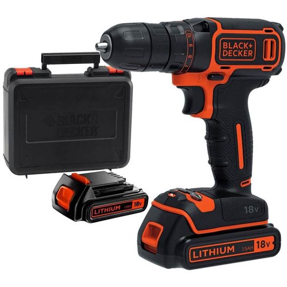 Дрель-шуруповерт аккумуляторная BLACK+DECKER BDCDC18KB | Зображення 1